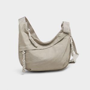 VINEY Lightweight Canvas Crescent Shoulder Bag in beige