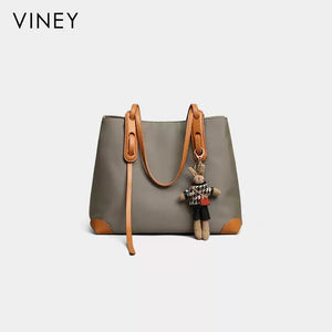 VINEY Two-Tone Canvas Tote Bag, studio view