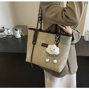 VINEY Two-Tone Commuter Tote Bag, detail