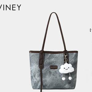VINEY Two-Tone Commuter Tote Bag in blue