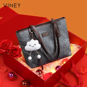 VINEY Two-Tone Commuter Tote Bag in blue, gift set