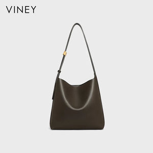 VINEY Genuine Leather Large Capacity 2-Piece Bucket Bag
