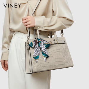 VINEY Classic Genuine Leather Convertible Top-Handle Bag