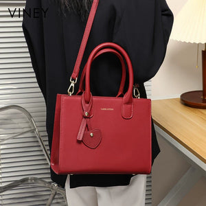 VINEY City Genuine Leather Large Capacity Convertible Top-Handle Bag