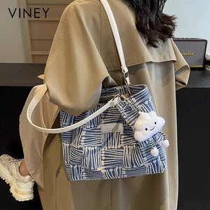 VINEY City Canvas Large Capacity Tote Bag