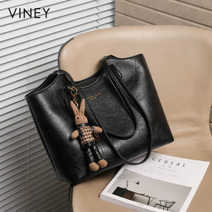 VINEY Weekend Genuine Leather Large Capacity Tote Bag