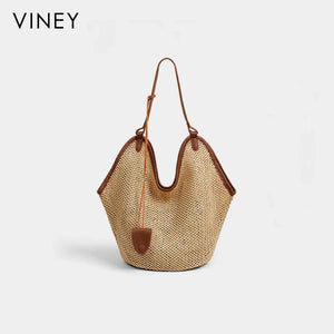 VINEY Woven Beach Large Capacity Convertible Tote Bag