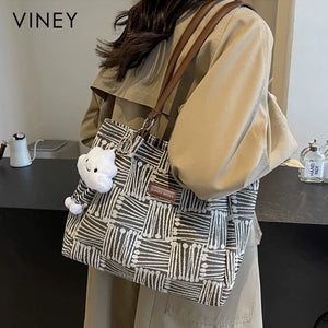 VINEY Canvas Large Capacity Lightweight Tote Bag