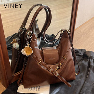 VINEY Genuine Leather Large Capacity Convertible Backpack