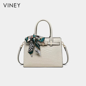 VINEY Classic Genuine Leather Convertible Top-Handle Bag