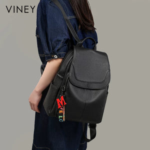 VINEY Urban Genuine Leather Large Capacity Lightweight Backpack