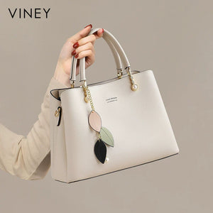 VINEY Everyday Genuine Leather Convertible Top-Handle Bag in Blue