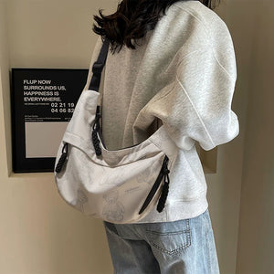 VINEY Everyday Canvas Large Capacity Crescent Tote Bag