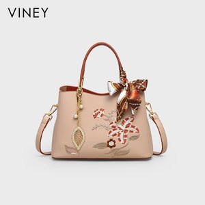 VINEY Commuter Genuine Leather Large Capacity Convertible Top-Handle Bag