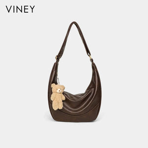 VINEY City Genuine Leather Large Capacity Convertible Hobo Bag