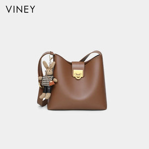 VINEY Everyday Genuine Leather Large Capacity Convertible Bucket Bag