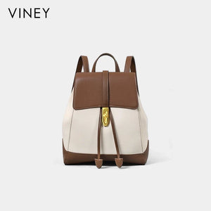 VINEY Weekend Genuine Leather Large Capacity Backpack