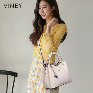 VINEY Urban Genuine Leather Convertible Top-Handle Bag