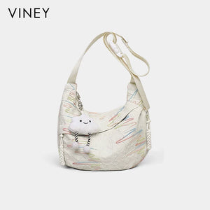 VINEY Canvas Large Capacity Crescent Convertible Tote Bag