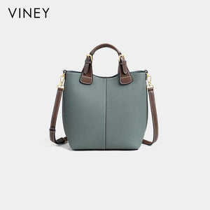 VINEY Everyday Genuine Leather Large Capacity Basket Convertible Bucket Bag