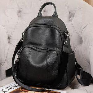 VINEY Everyday Genuine Leather Large Capacity Lightweight Backpack