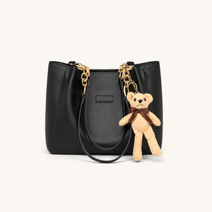 VINEY Structured Chain Tote Bag in black