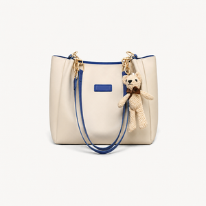 VINEY Structured Chain Tote Bag in blue