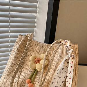 VINEY Woven Summer Tote Bag with Flower Charm product image 7