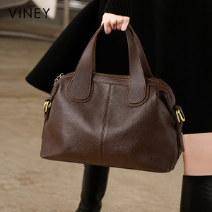 VINEY Genuine Leather Large Capacity Convertible Boston Bag lifestyle view