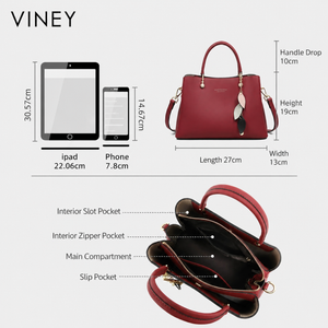 VINEY Everyday Genuine Leather Large Capacity Lightweight Top-Handle Bag — English product image 5