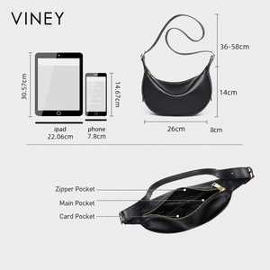 VINEY Everyday Genuine Leather Convertible Hobo Bag — English product image 5