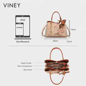 VINEY Commuter Genuine Leather Large Capacity Convertible Top-Handle Bag — English product image 5
