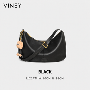 VINEY Genuine Leather Large Capacity Crescent Cloud Tote Bag — English product image 12
