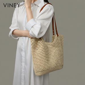 VINEY Everyday Woven Straw Beach Large Capacity Tote Bag — English product image 12