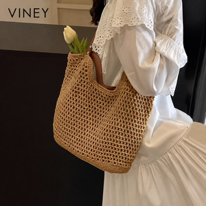 VINEY Everyday Woven Straw Beach Large Capacity Tote Bag — English product image 6