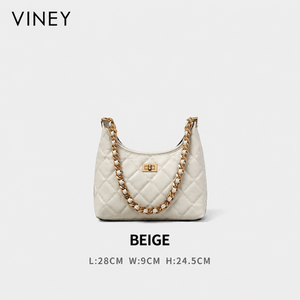 VINEY Genuine Leather Quilted Chain-Strap Convertible Tote Bag product image 7