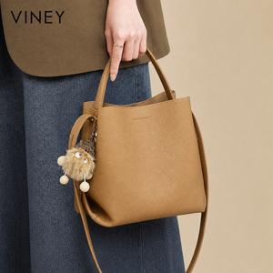 VINEY Urban Genuine Leather Large Capacity Convertible Bucket Bag product image 1