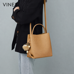 VINEY Urban Genuine Leather Large Capacity Convertible Bucket Bag product image 2