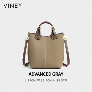 VINEY Everyday Genuine Leather Large Capacity Basket Convertible Bucket Bag — English product image 9