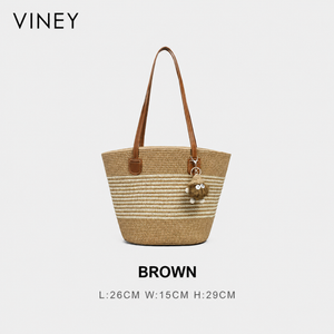 VINEY Everyday Woven Straw Beach Large Capacity Convertible Tote Bag — English product image 6