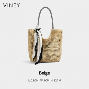 VINEY City Woven Straw Beach Large Capacity Tote Bag — English product image 6