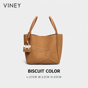 VINEY City Genuine Leather Large Capacity Convertible Bucket Bag — English product image 6