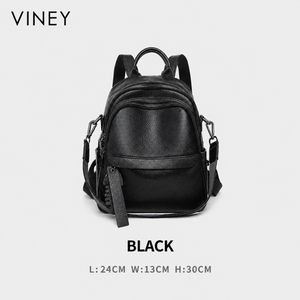 VINEY City Genuine Leather Large Capacity Backpack — English product image 6