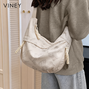 VINEY Urban Canvas Large Capacity Crescent Tote Bag product image 1