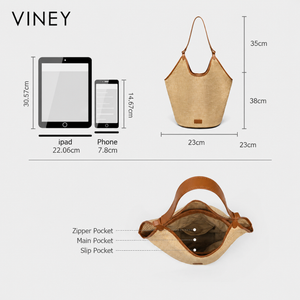 VINEY Everyday Woven Straw Beach Large Capacity Basket Tote Bag — English product image 5