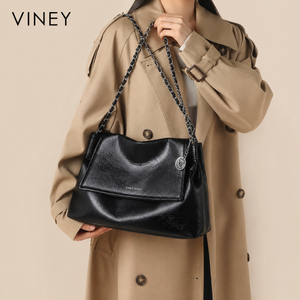VINEY Urban Genuine Leather Large Capacity Chain-Strap Tote Bag product image 2