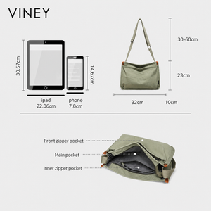 VINEY Everyday Canvas Large Capacity Convertible Tote Bag — English product image 5