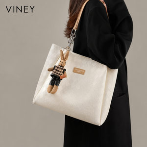 VINEY Genuine Leather Large Capacity Quilted Tote Bag product image 1