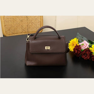 VINEY Chocolate Structured Tote and Crossbody Bag in chocolate, straight-on view