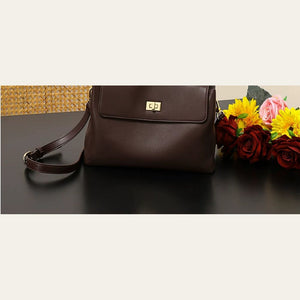 VINEY Chocolate Structured Tote and Crossbody Bag in chocolate, with strap